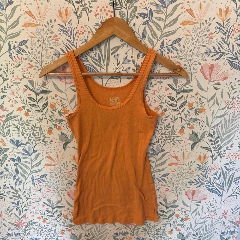 Y2K Mossimo Supply Co Long and Lean Ribbed Tank Top Orange